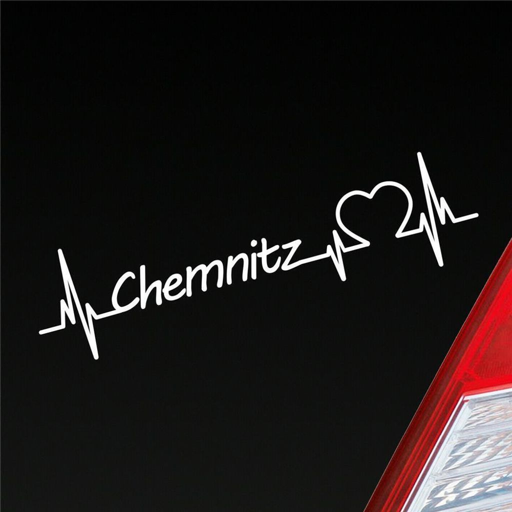 Auto Aufkleber Chemnitz Herz Herzschlag 19x5 cm Weiss Matt Sticker Heckscheibenaufkleber