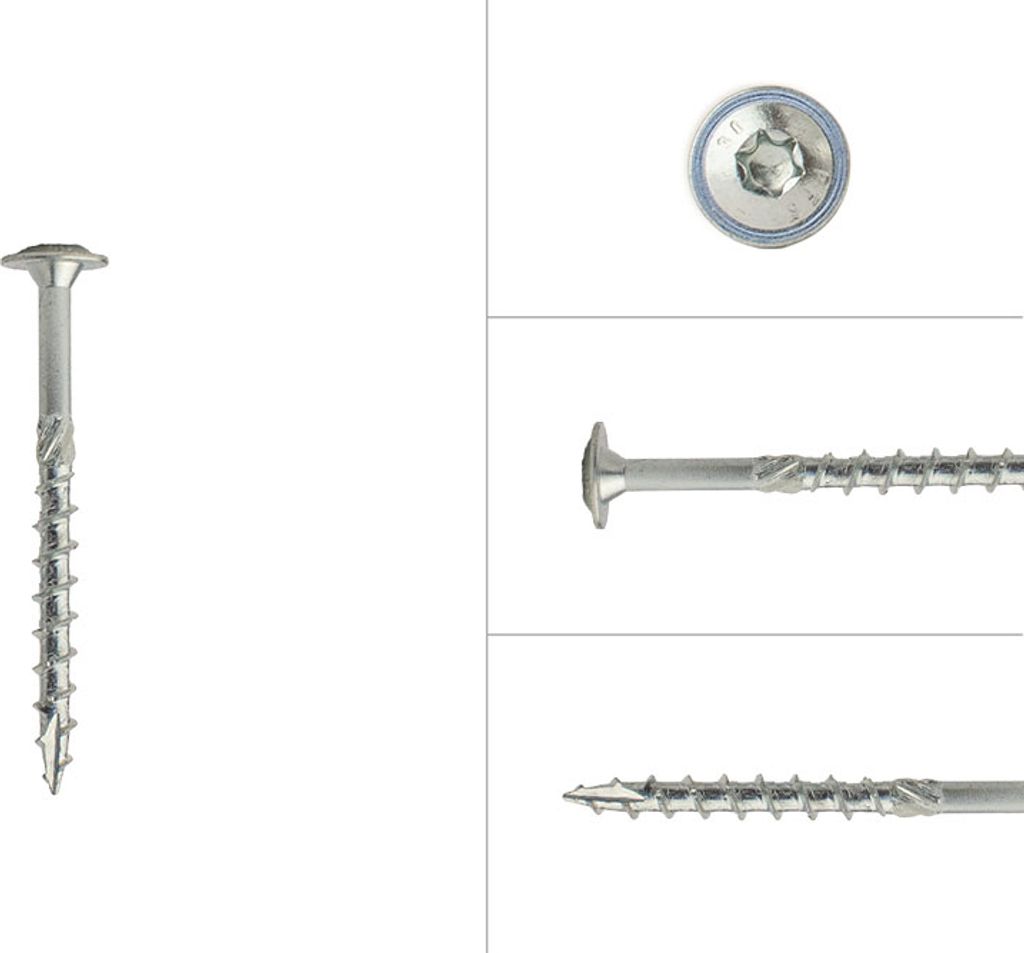Tellerkopfschrauben Verzinkt 6 x 70 mm Torx 30 - Schachtel 100 Stück