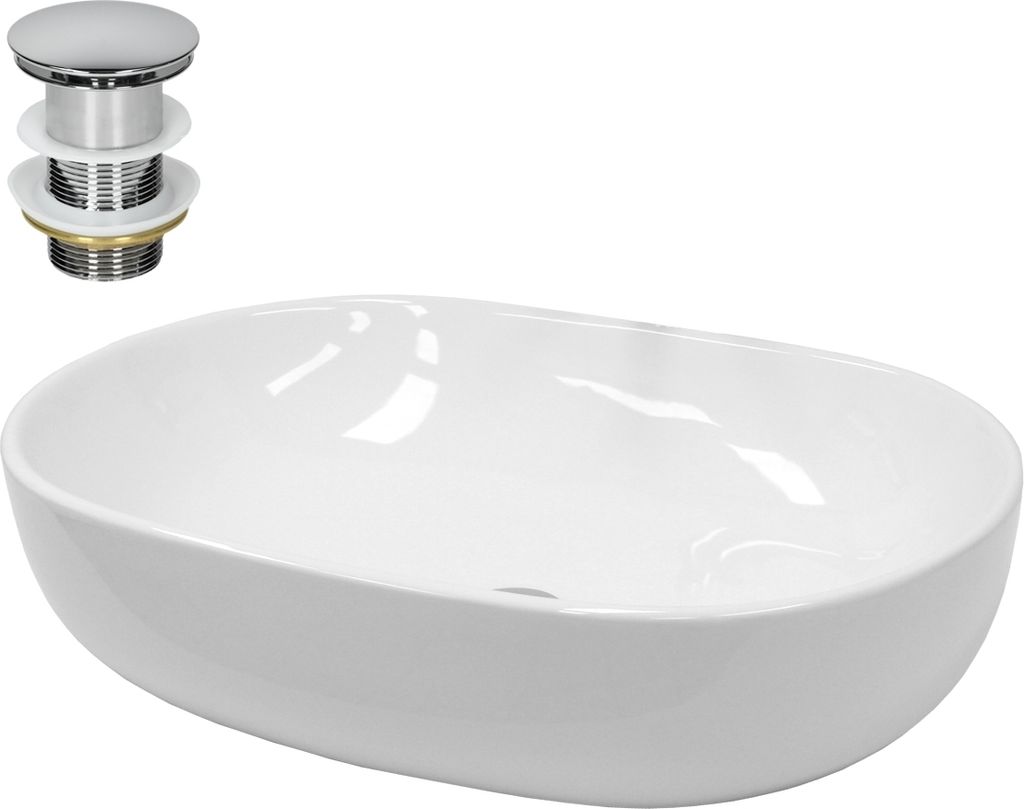 Lavabo LuxeBath Lavabo da appoggio ovale, 60x42x14,5 cm, Immagine del prodotto 