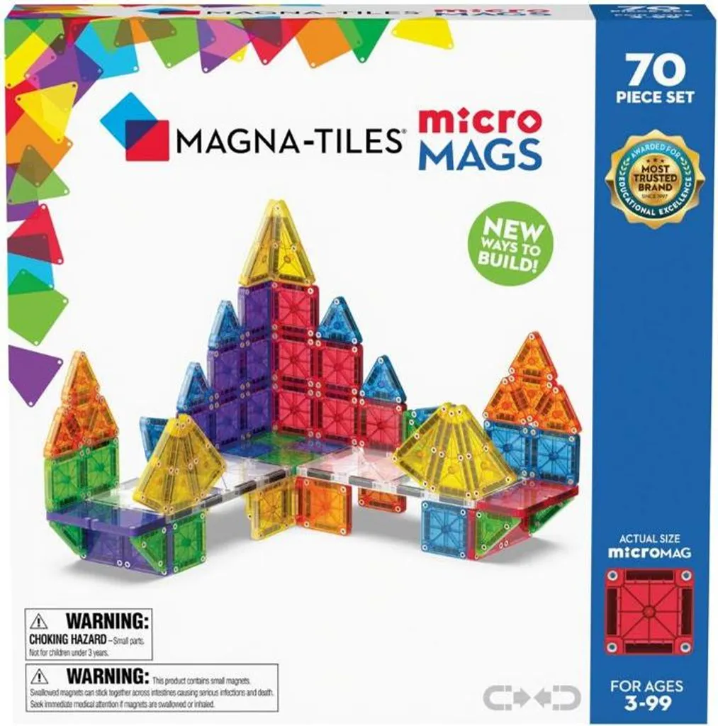 MAGNA-TILES MicroMAGS Set Deluxe 70 Pièces - Aimants Puissants et Design
