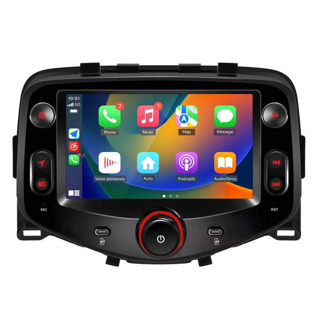 Hexinex 7 Zoll Android 15 Auto Radio für Peugeot 108 Toyota Aygo Citroen C1 (2015-2021) 2GB+64GB, 4-Core, WLAN