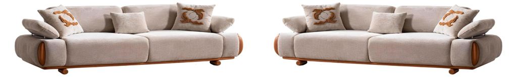 Beige Sofagarnitur Designer 3-Sitzer Sofas Edle 2x Creme Couchen