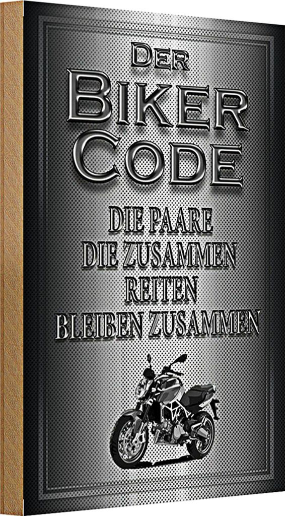 Holzschild Motorrad 20x30cm Biker Code Paare zusammen