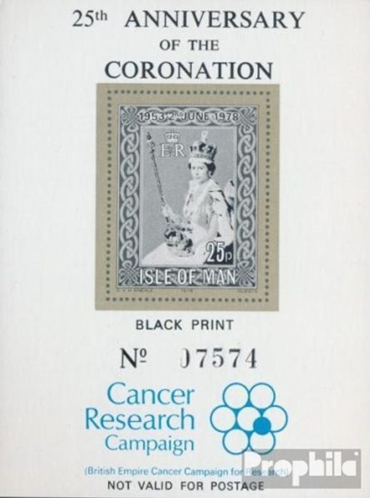 Briefmarken GB - Isle of Man 1978 Mi 128S (kompl.Ausg.) Schwarzdruck postfrisch Krönung