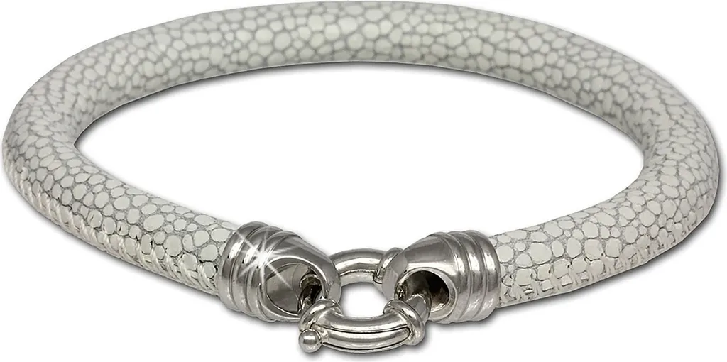Bracelet cuir 6mm blanc fermoir argent 925 SilberDream LS2622 luxe