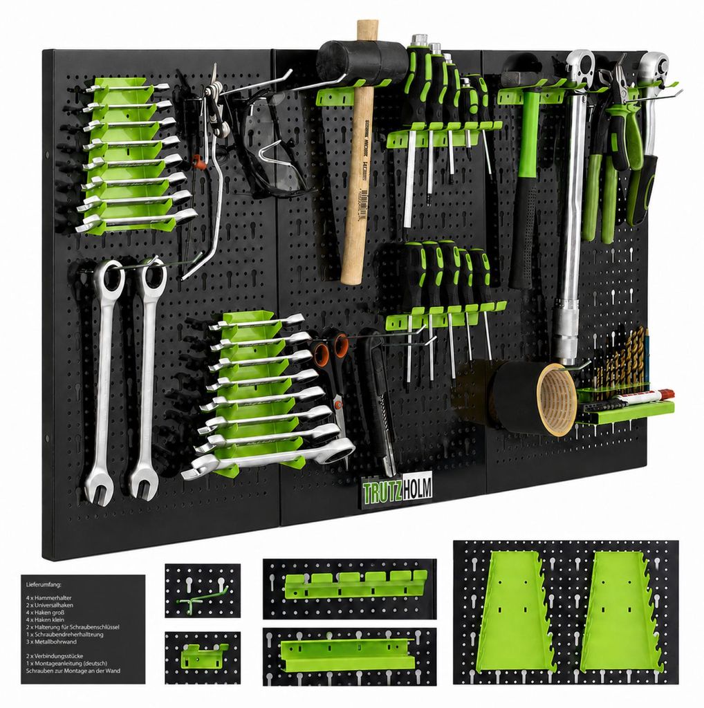 Werkzeugwand 120 x 60 cm 17 tlg. Set Metall Lochwand Produktbild 