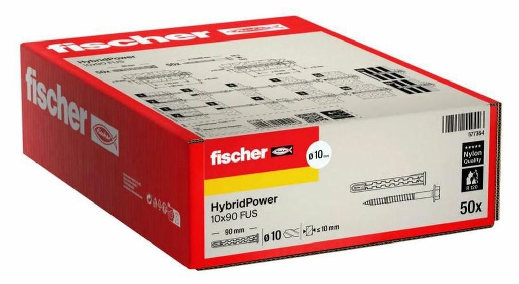 FISCHER KOŁEK HYBRIDPOWER 10x90 /50szt. Ognioodporny Zdjęcie produktu 