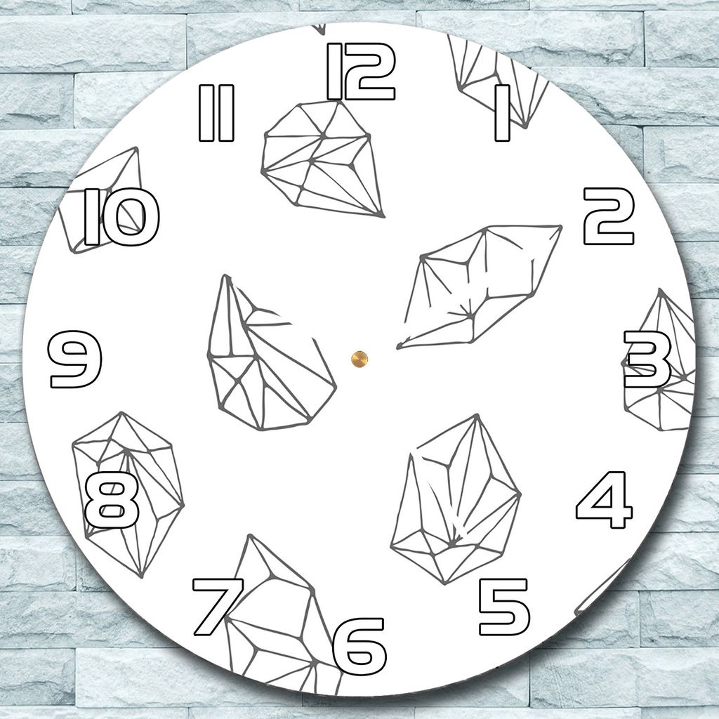 Wanduhr aus Glas Rund fi 30 Polygonale Formen Quarz Deko Produktbild 