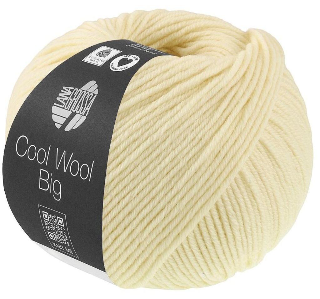 Lana Grossa Cool Wool Big 50 g pflegeleichtes Strickgarn aus extrafeiner Wolle 120 m Farbe 1038 - Blassgelb