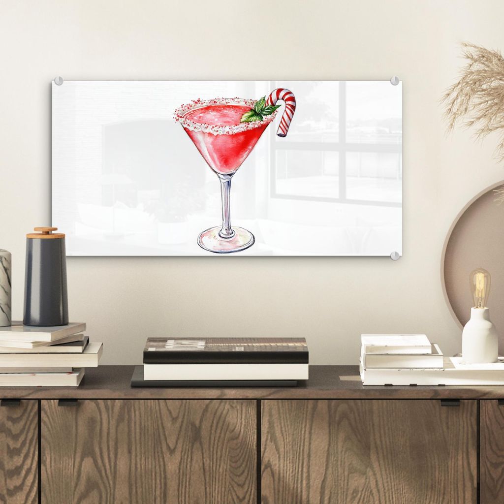 MuchoWow Glasbilder - Bilder auf Wandbild - Foto auf Glas Cocktail - Getränk - Winter - Kunst 40x20 cm Wanddekoration aus Glas - Acrylglasbild - A...