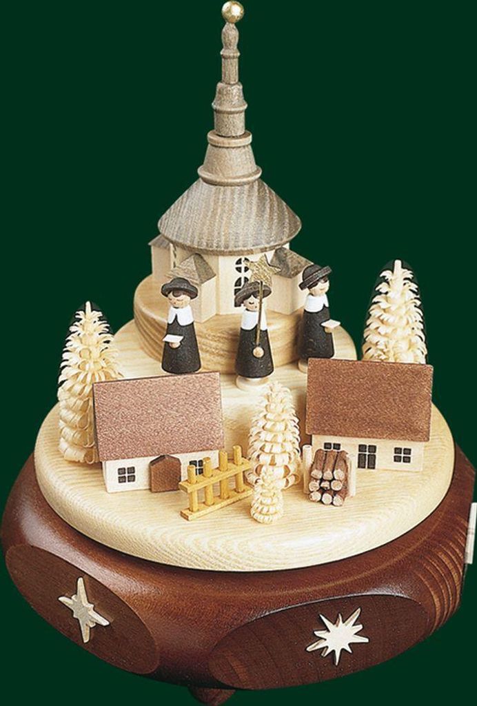 Spieldose Seiffener Kirchdorf mit Kurrende (17cm) von Richard Glässer