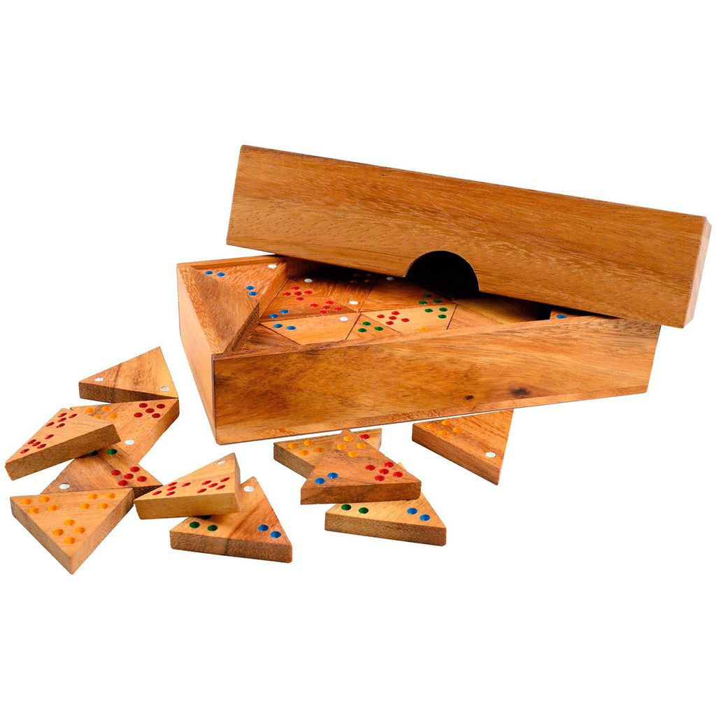 Philos Holz Dreieck Domino Spiel in Aufbewahrungsbox - Produktbild 