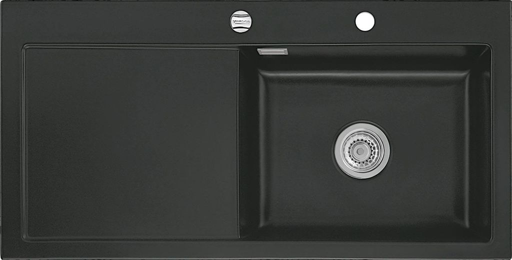 Auflagespüle KeraDomo MERA 100 SL Nigra Becken rechts mit Produktbild 