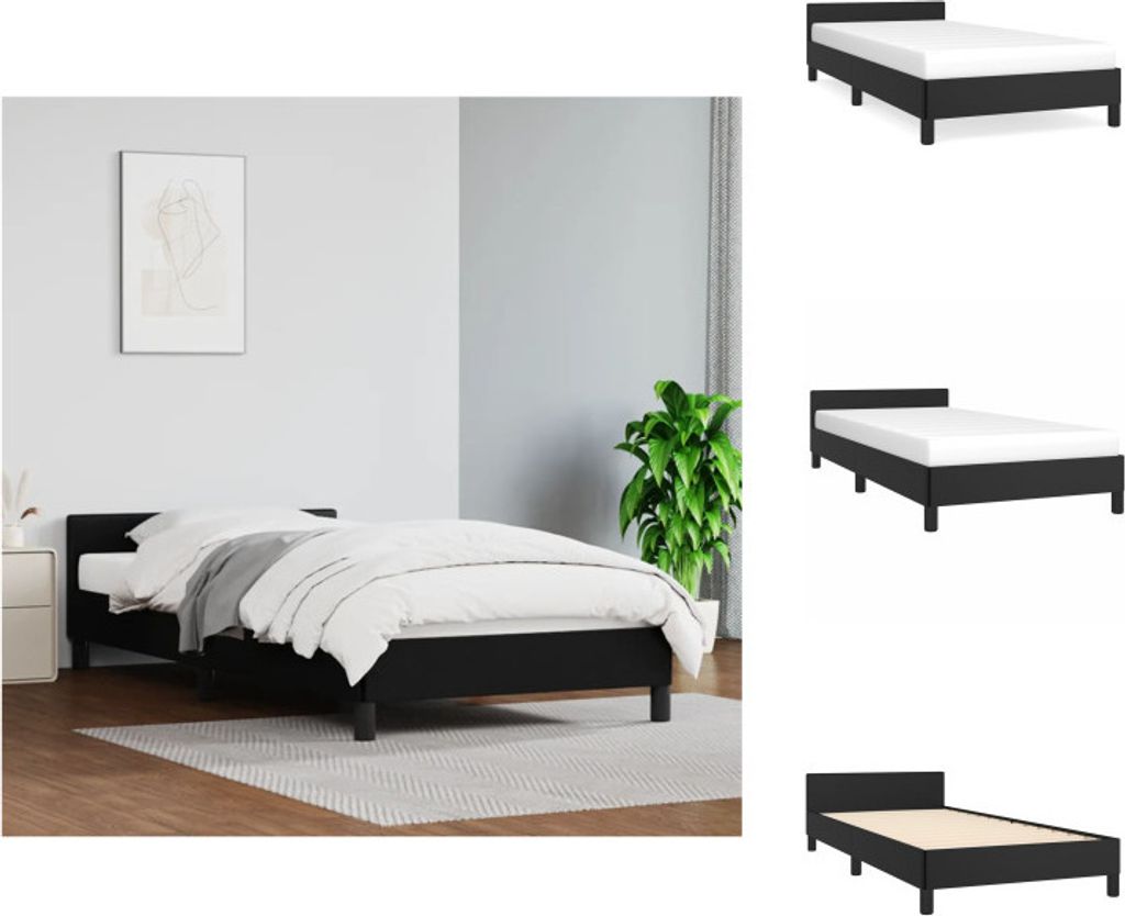 vidaXL Bettgestell mit Kopfteil Schwarz 100x200 cm Kunstleder - Betten & Bettgestelle
