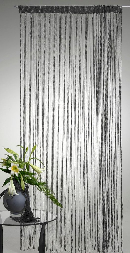 Türvorhang Fadenvorhang anthrazit 90x250 cm Gardine mit Polyester veredelt