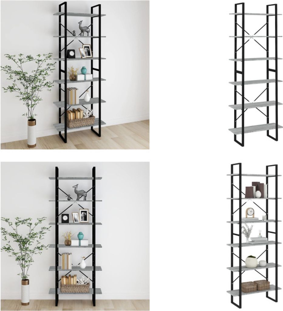 vidaXL Hochschrank Grau Sonoma 80x30x210 cm Holzwerkstoff - Bücherschrank - Bücherschränke - Bücherregal - Bücherregale