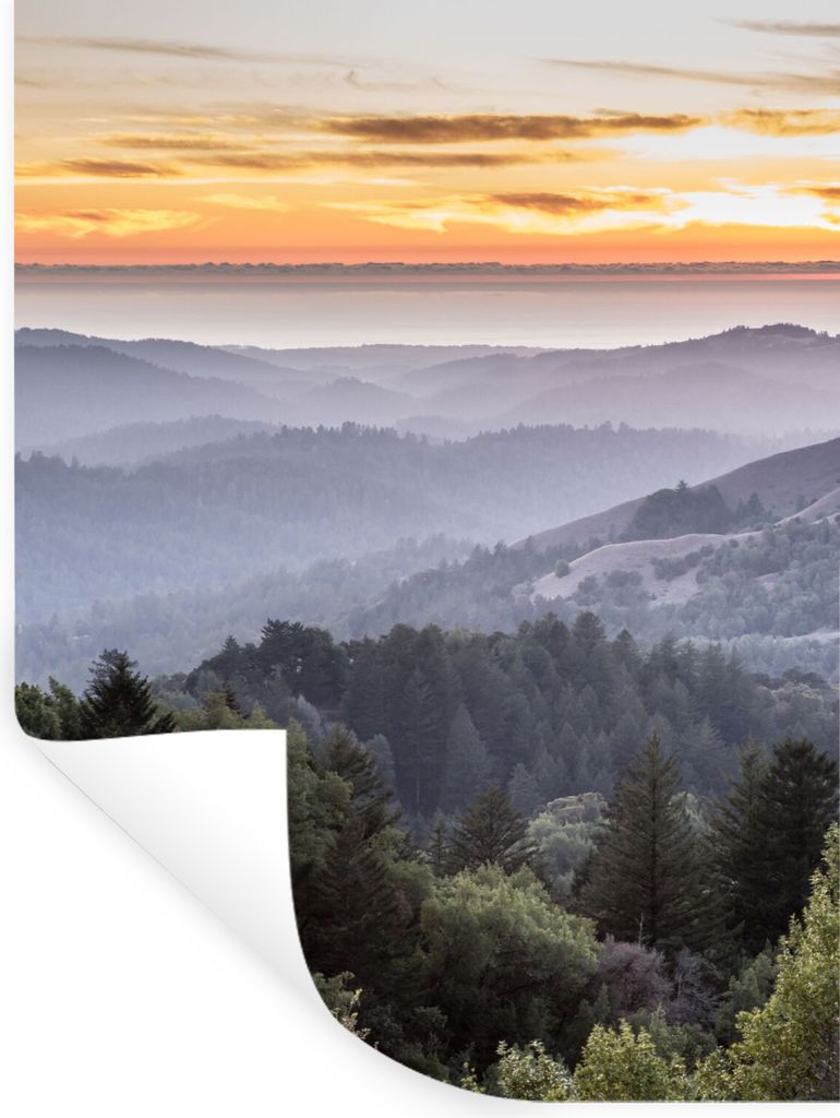MuchoWow Wandtattoo Wandsticker Wandaufkleber Berge - Sonne - Wald - Landschaft 60x80 cm Selbstklebend und Repositionierbar - Repositionierbar - ...