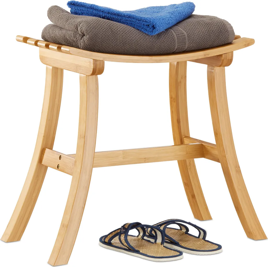 Tabouret de cuisine marron Relaxdays : Repose-pieds polyvalent en bois
