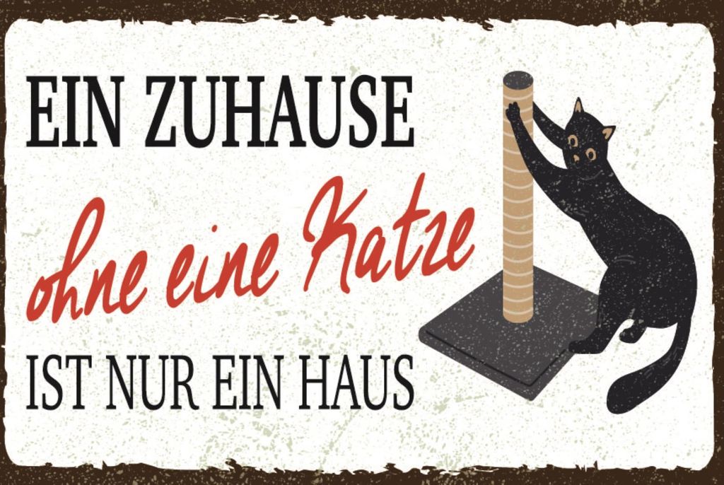 vianmo Blechschild 12x18 cm Zuhause ohne Katze Haus