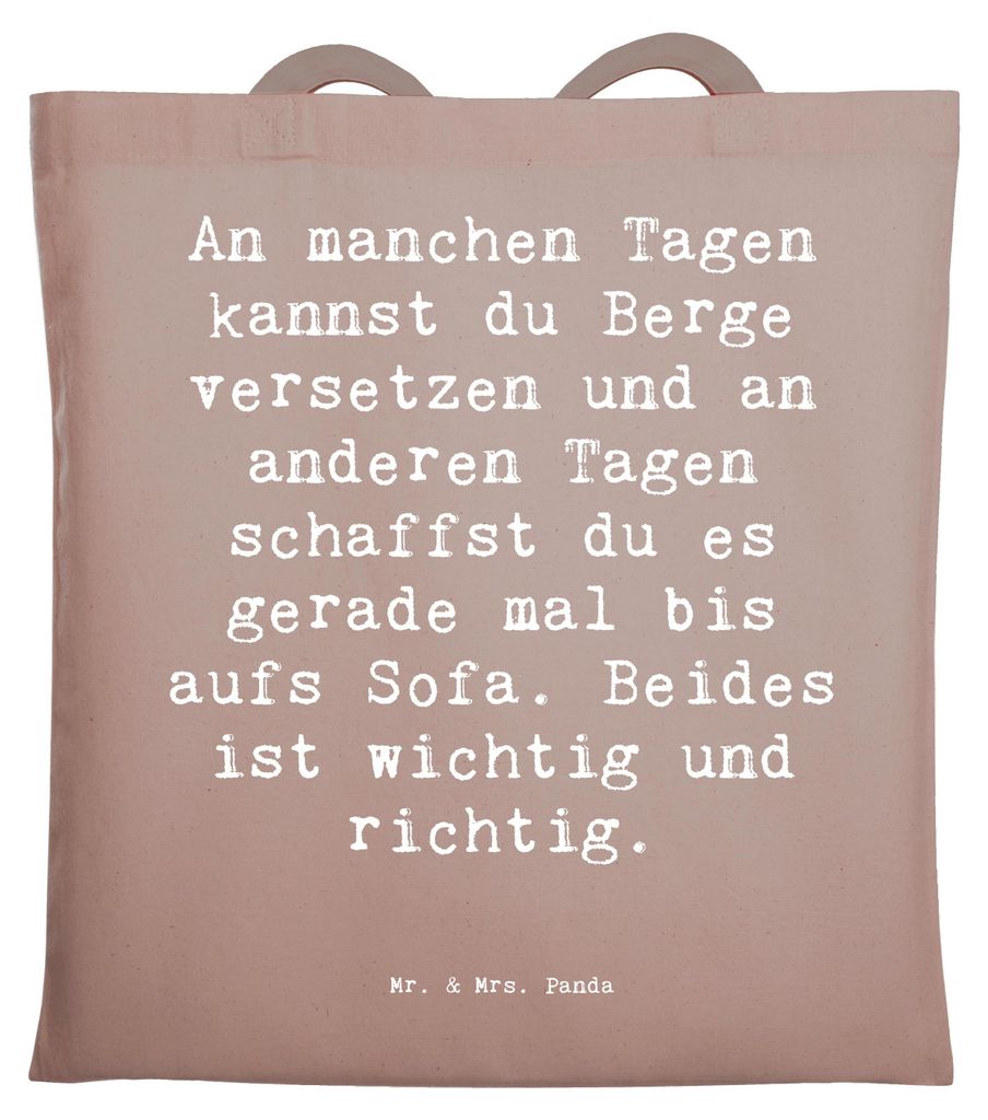 Mr. & Mrs. Panda Tote Bag Spruch Hoffnung und Ruhe - Braun Pastell - Geschenk, Selbstfürsorge, Zitat, Einkaufstasche, Jutebeutel, Höhen Tiefen, S...