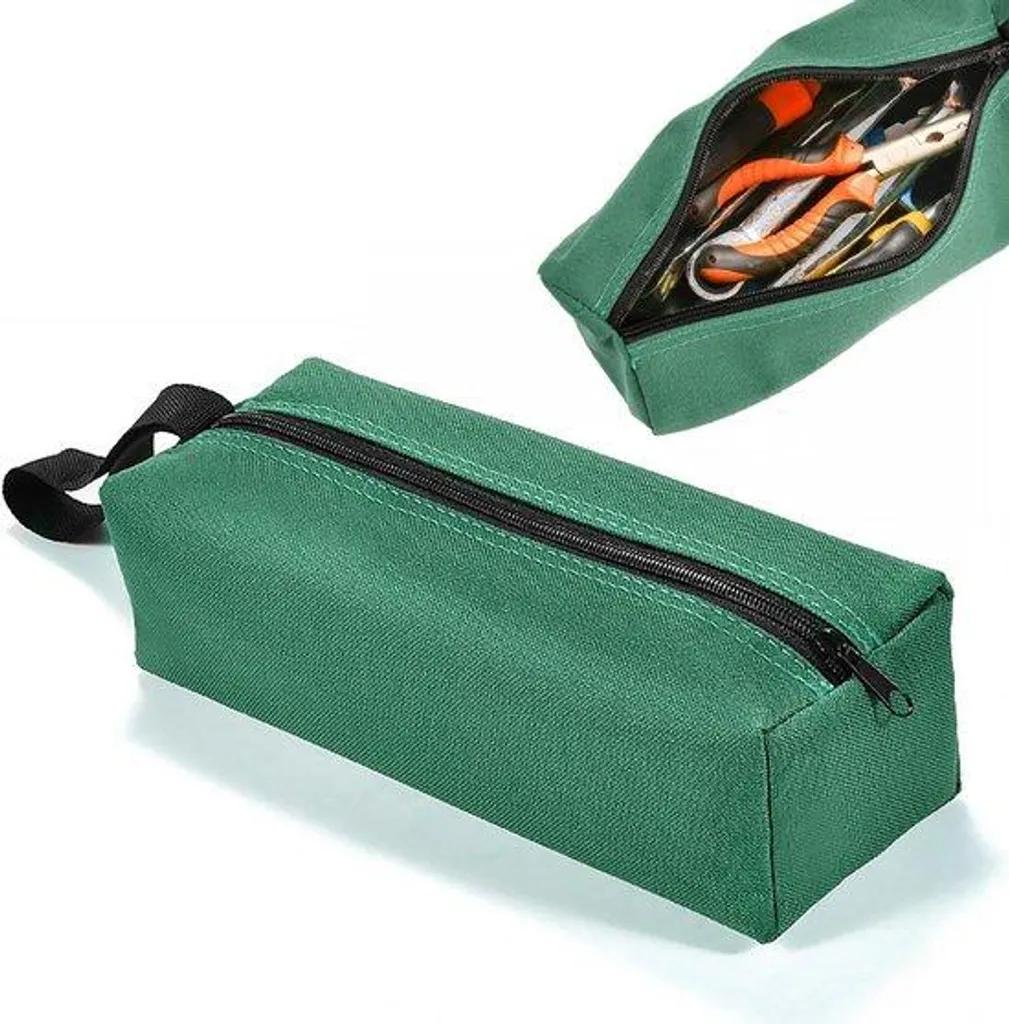 Sacoche à outils de chantier portable et robuste en toile verte Duty