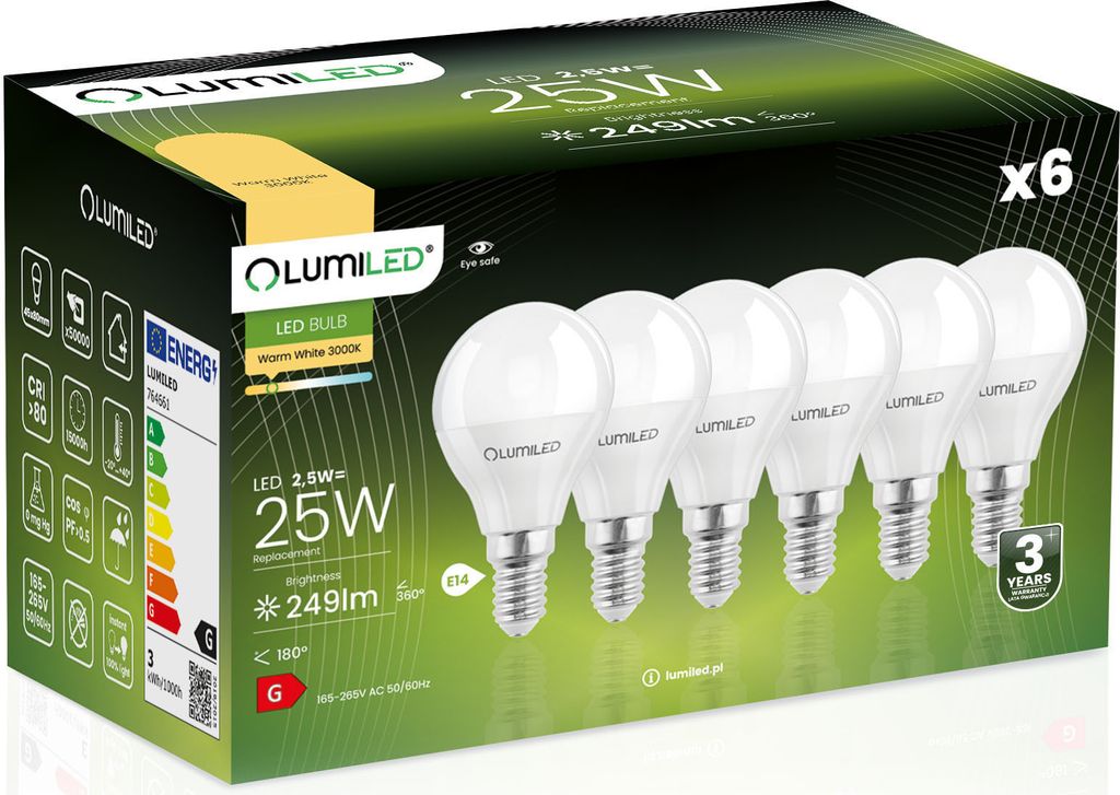 LUMILED LED žiarovky E14 P45 2,5W nahrádza (25W žiarovku) 6 Obrázok produktu 