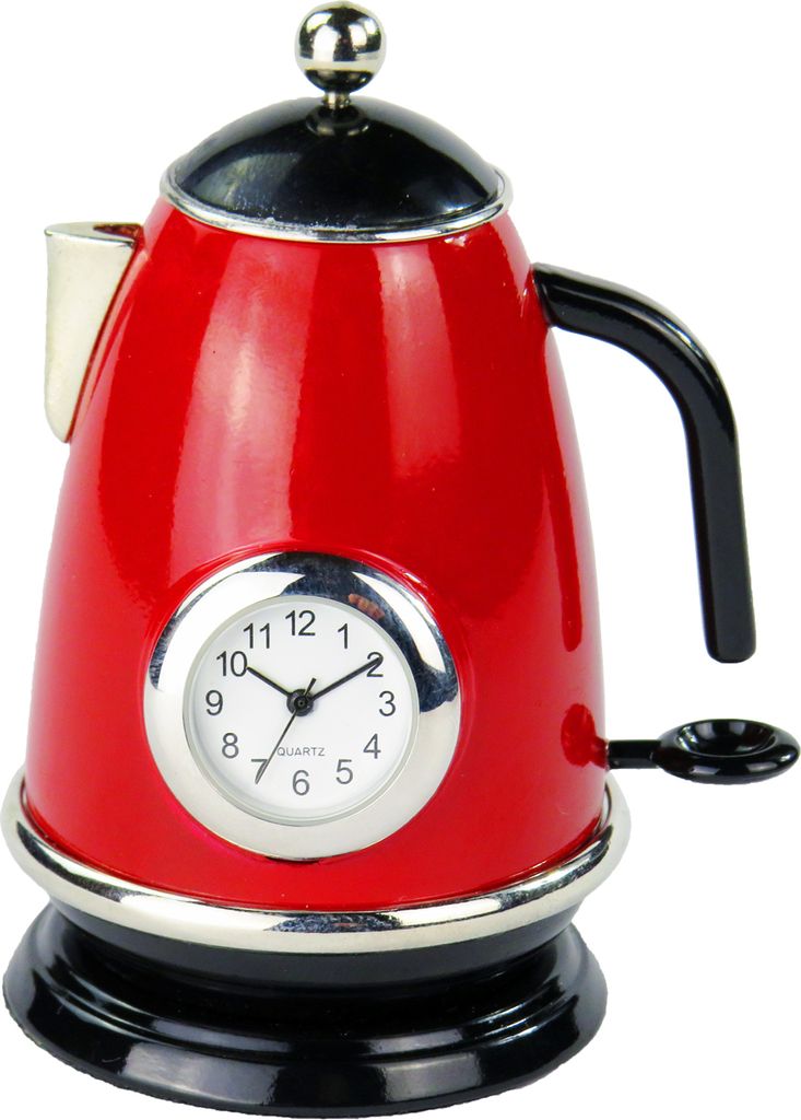 Siva Clock Teapot rot Teekocher Wasserkocher Metall Quarzuhr