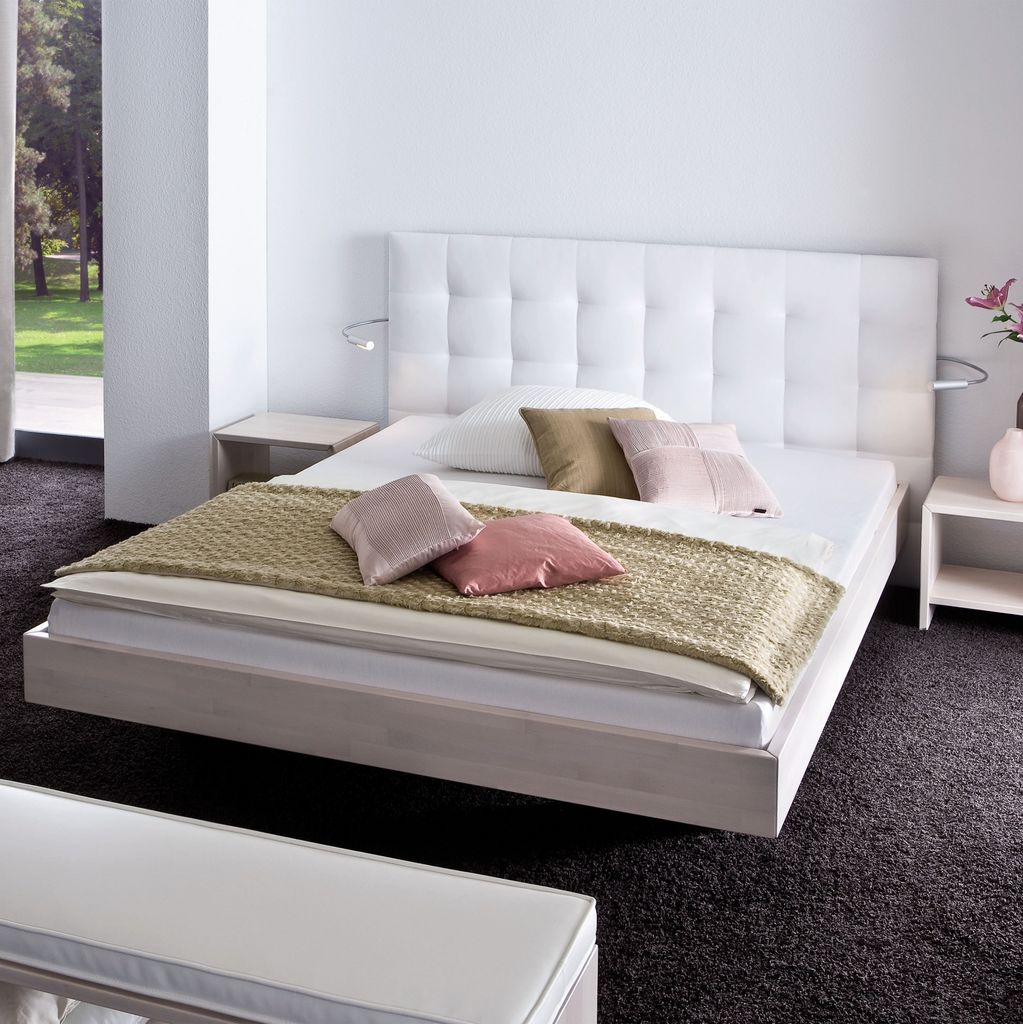 HASENA Wood Line Bett Wandpaneel Sogno L Füße Vilo Buche weiß 140x200