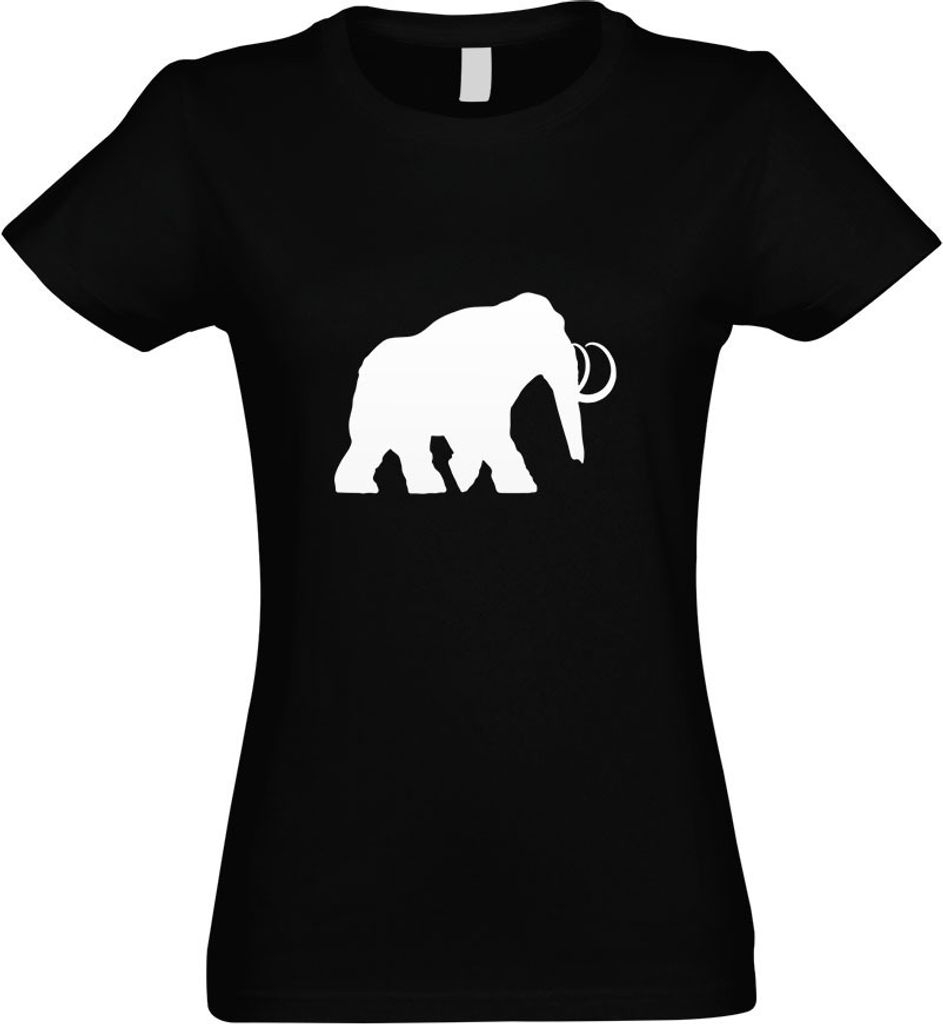 Kiwistar - T-Shirt tailliert - Damen - schwarz - Mammut Rüsseltiere Elefant - mit Motiv Bedruckt - Funshirt Design - Sport - Freizeit - Damen - L