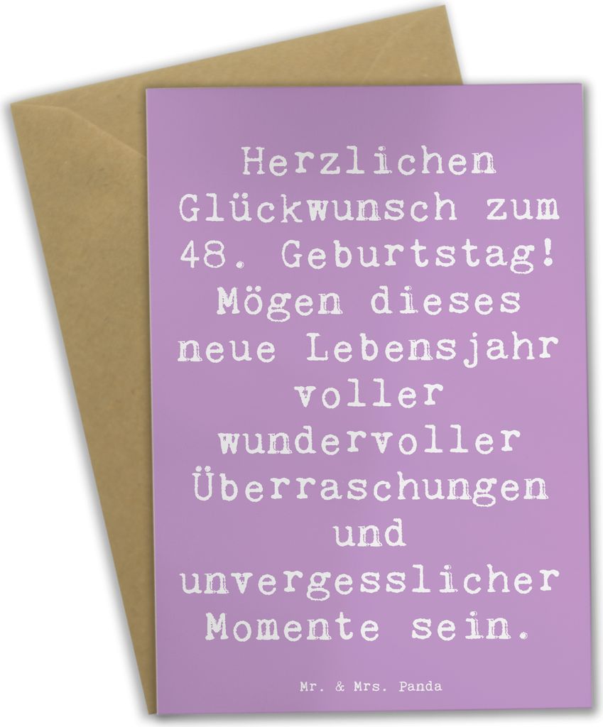 Mr. & Mrs. Panda Klappkarte Spruch 48. Geburtstag - Lavendeltraum - Geschenk, glückwunschkarten, Herzlichen Glückwunsch zum, 48 Jahre Jubiläum, ...