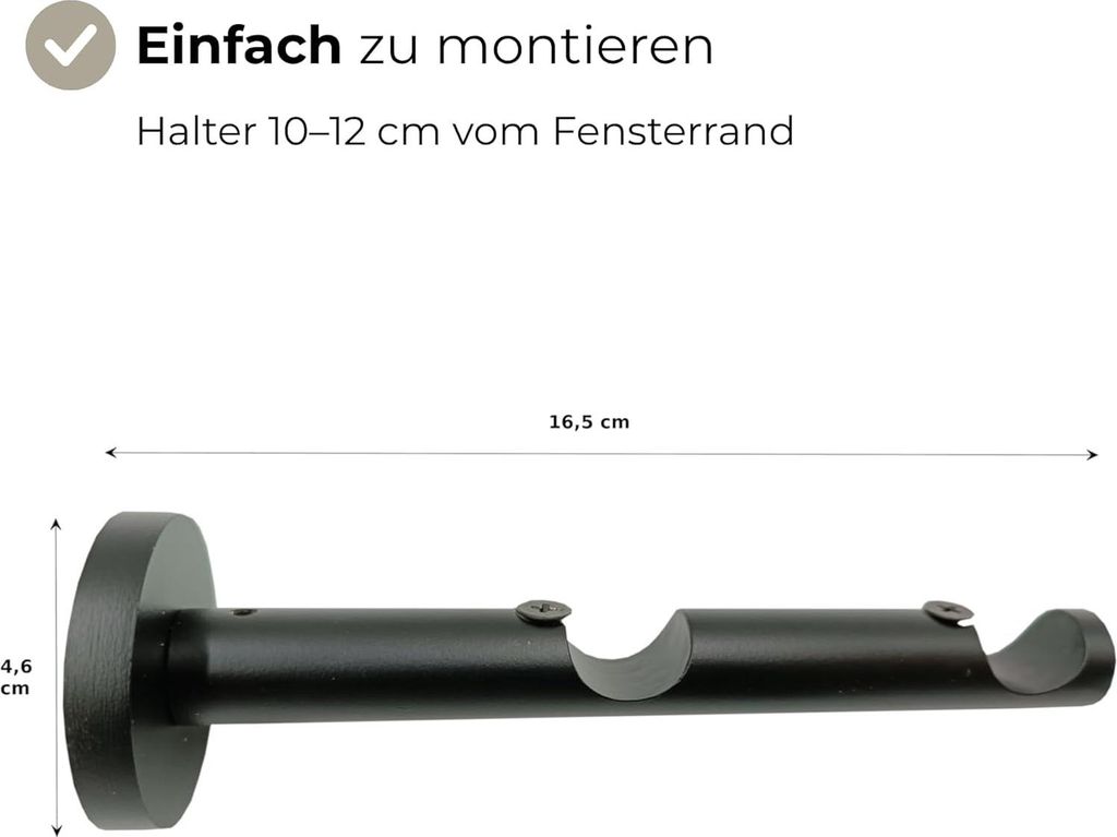 Techno 300 cm Einzelne Gardinenstange Schwarz 19 mm aus