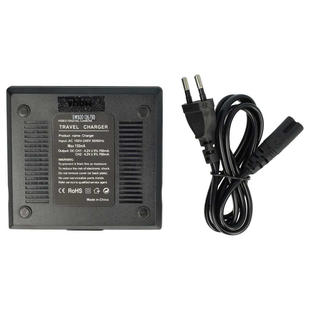 vhbw Dual Ladegerät kompatibel mit Panasonic Lumix DMC-FX12, DMC-FX10, DMC-FX100, DMC-FX07 Kamera Camcorder/Akku - Ladeschale, Ladeanzeige, 4.2/8.4 V