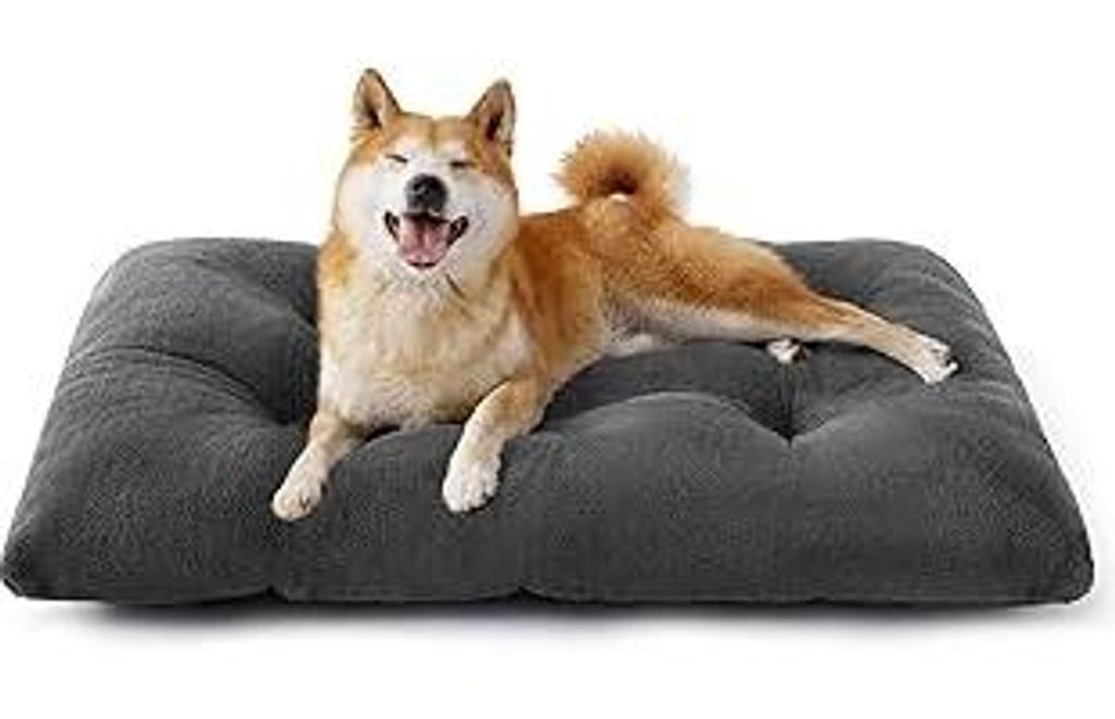 Hundebett Waschbar Groß - Hundekissen Bett Beruhigende Hundematratze mit Rutschfestem Boden, Warmes Kissen für Große Haustiere, Grau, 89x58x8cm