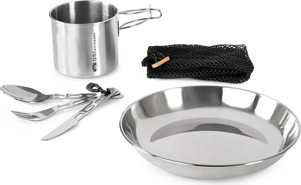 Set Repas Solo GLACIER Inox Poli - Ultra Résistant et Facile à Ranger