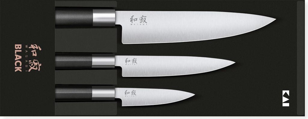 Kai Messerset Wasabi Black (Officemesser + Universalmesser + Kochmesser) 3-teilig