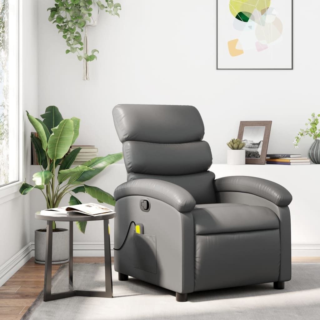 "2024"Moderne Massagesessel Grau Kunstleder,Design Fernseh- & Relaxsessel 1263565