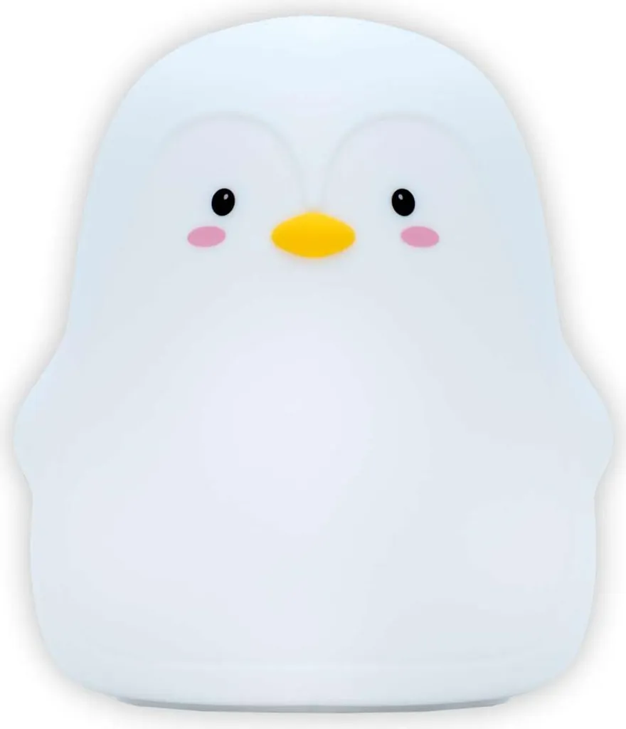 Lampada Notturna Bambini Intirilife Pinguino - Regalo Silicone Morbido