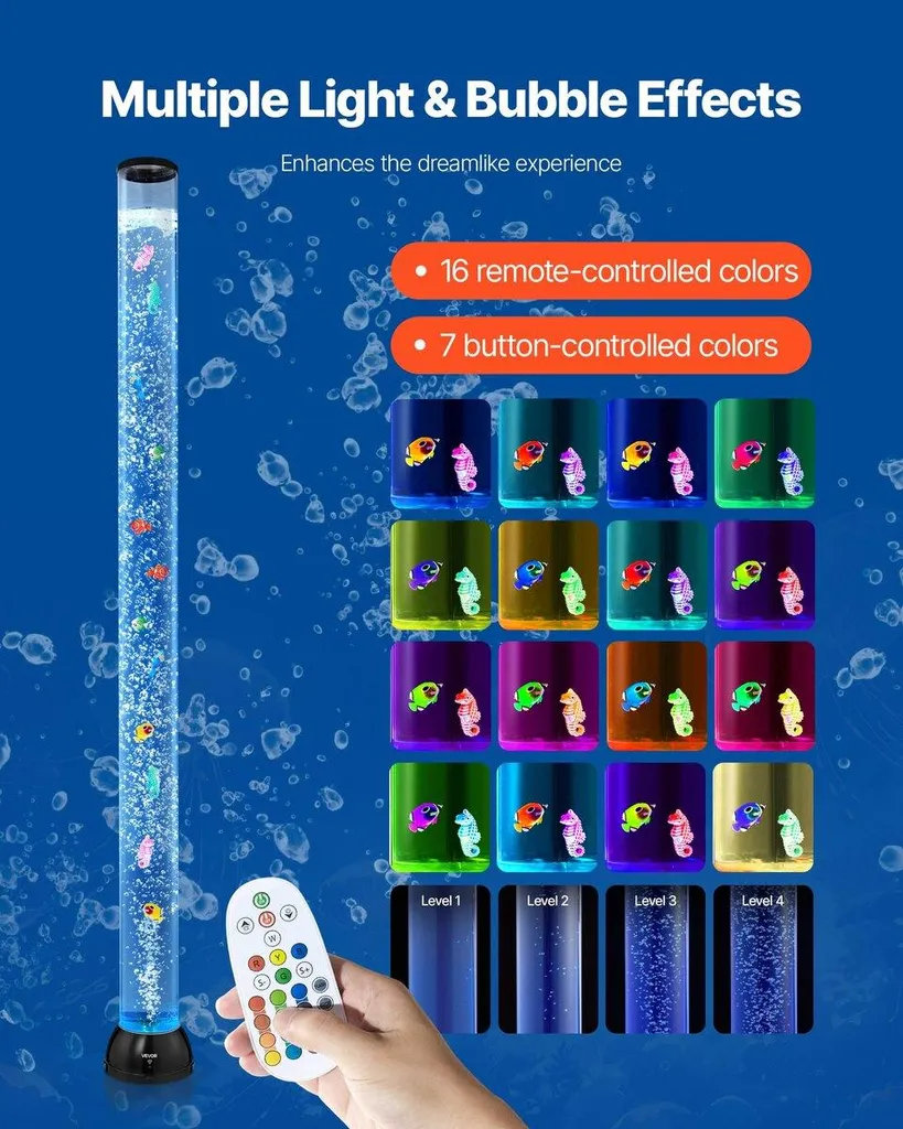 Lampe à bulles 150 cm 16 Couleurs Changeantes Télécommande incluse LED - 3
