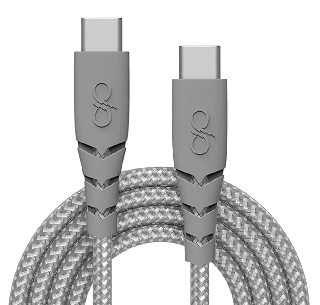 Câble USB-C vers USB-C robuste de 2m Force Power 3A ultra-renforcé gris