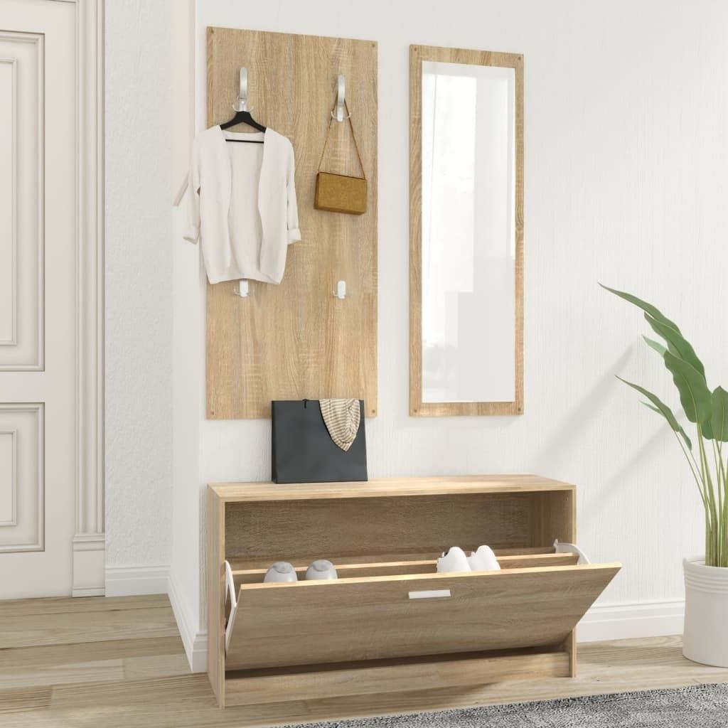 3-tlg. Flurmöbel-Set Sonoma-Eiche Holzwerkstoff Produktbild 