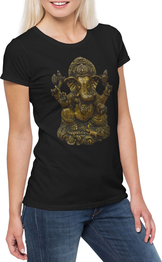 Urban Backwoods Ganesha Vintage, Damen T-Shirt, Farbe: Schwarz, Größe: 3XL