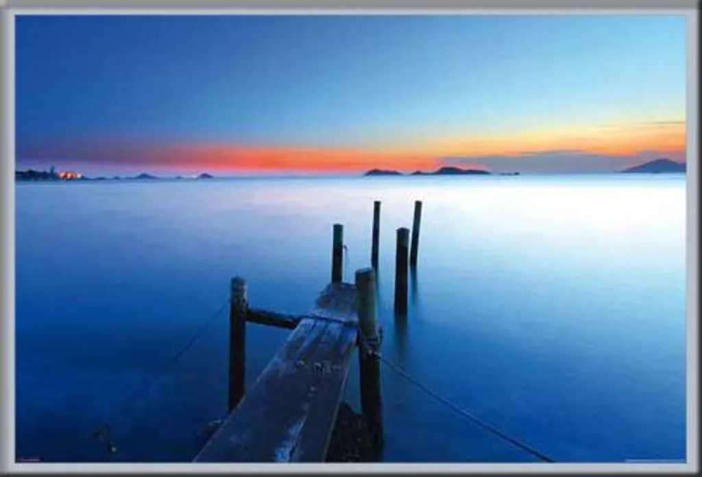 Poster 61x91,5 Jetty Sunset + Cornice Shinsuke® Argento MDF e Acrilico