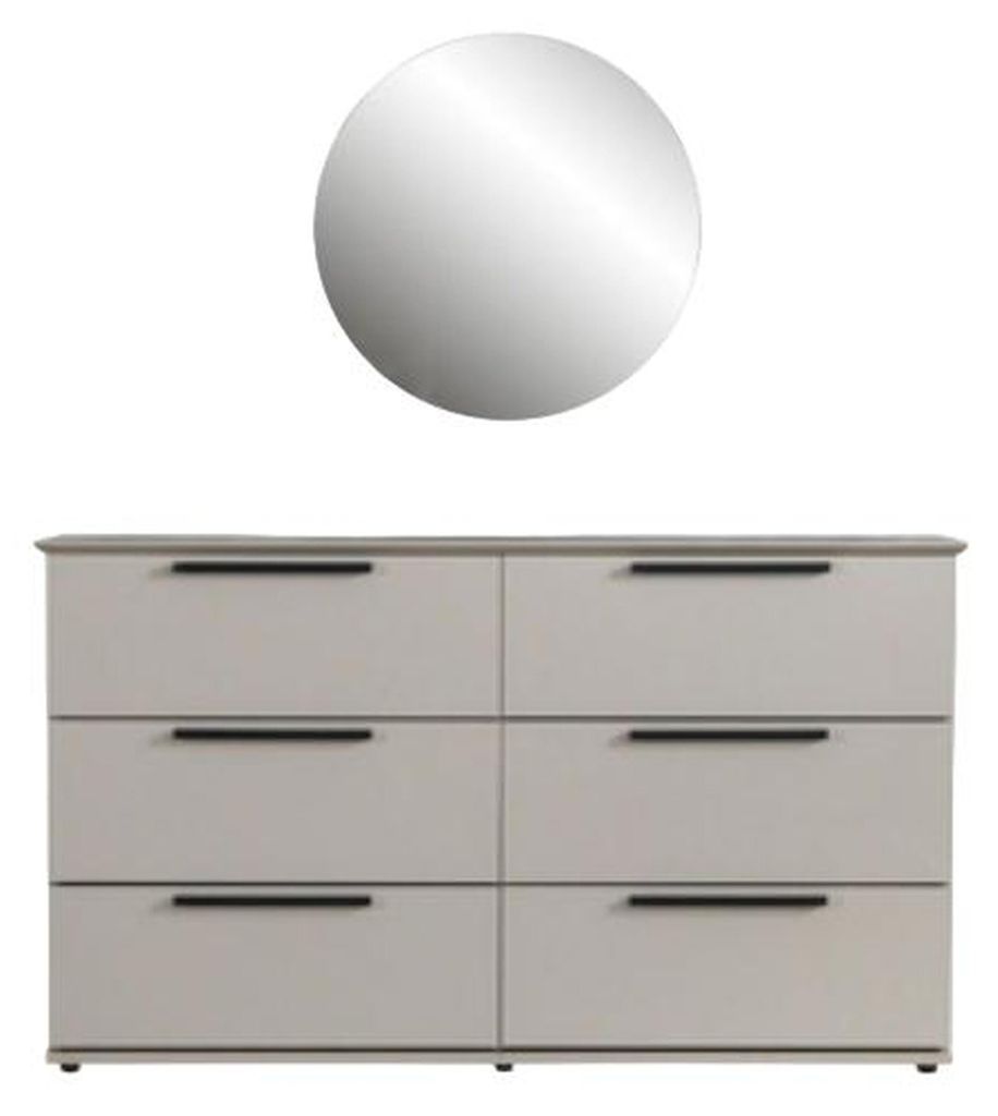 Schlafzimmer Luxus Kommoden mit Spiegel Weiß Moderne Möbel stilvolles 2tlg