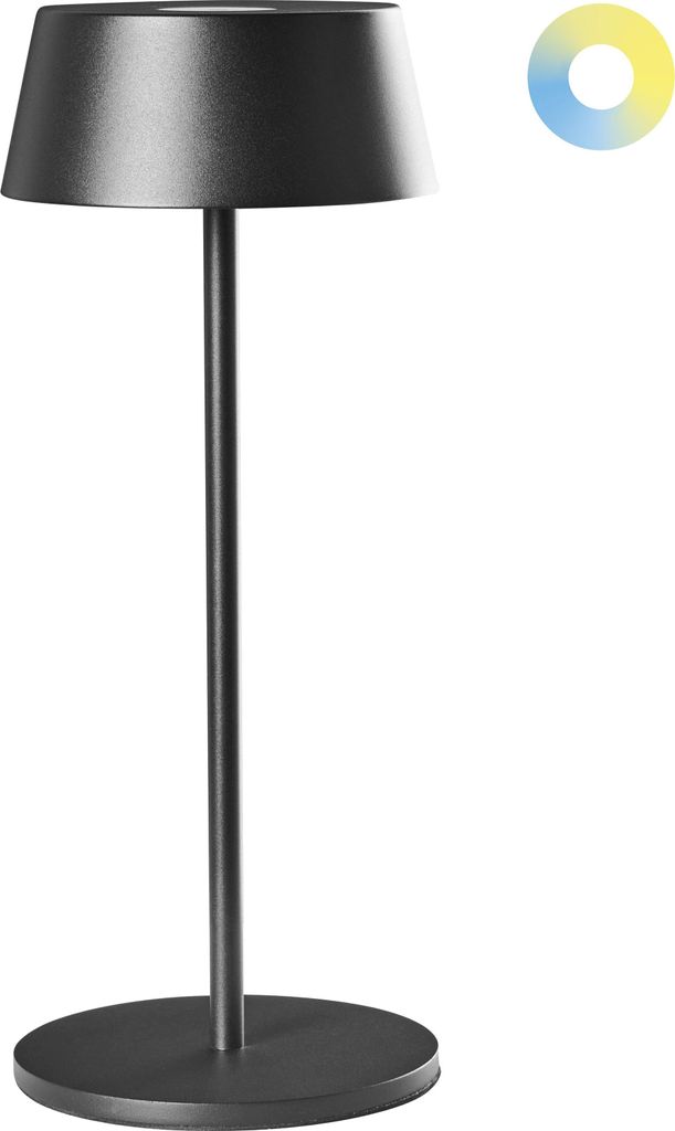 BELIANI LED Tischlampe Schwarz Metall 37 cm Hoch Aufladbar Kabellos mit USB-C-Ladefunktion Modernes Design für Outdoor Indoor Garten Terrasse Balkon