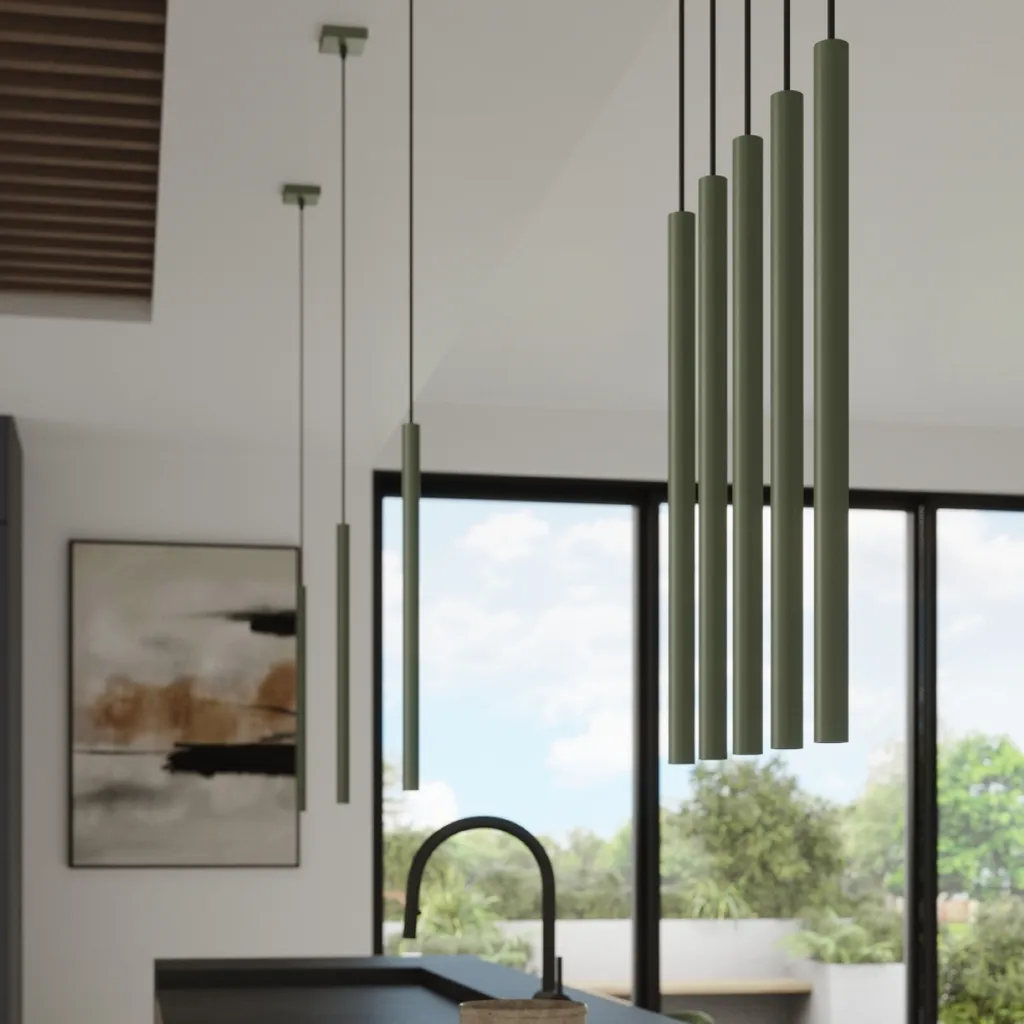 Lampada a sospensione PASTELO 3P verde oliva 3xG9 8W acciaio 104x19.5x19.5cm Sollux Lighting - 8