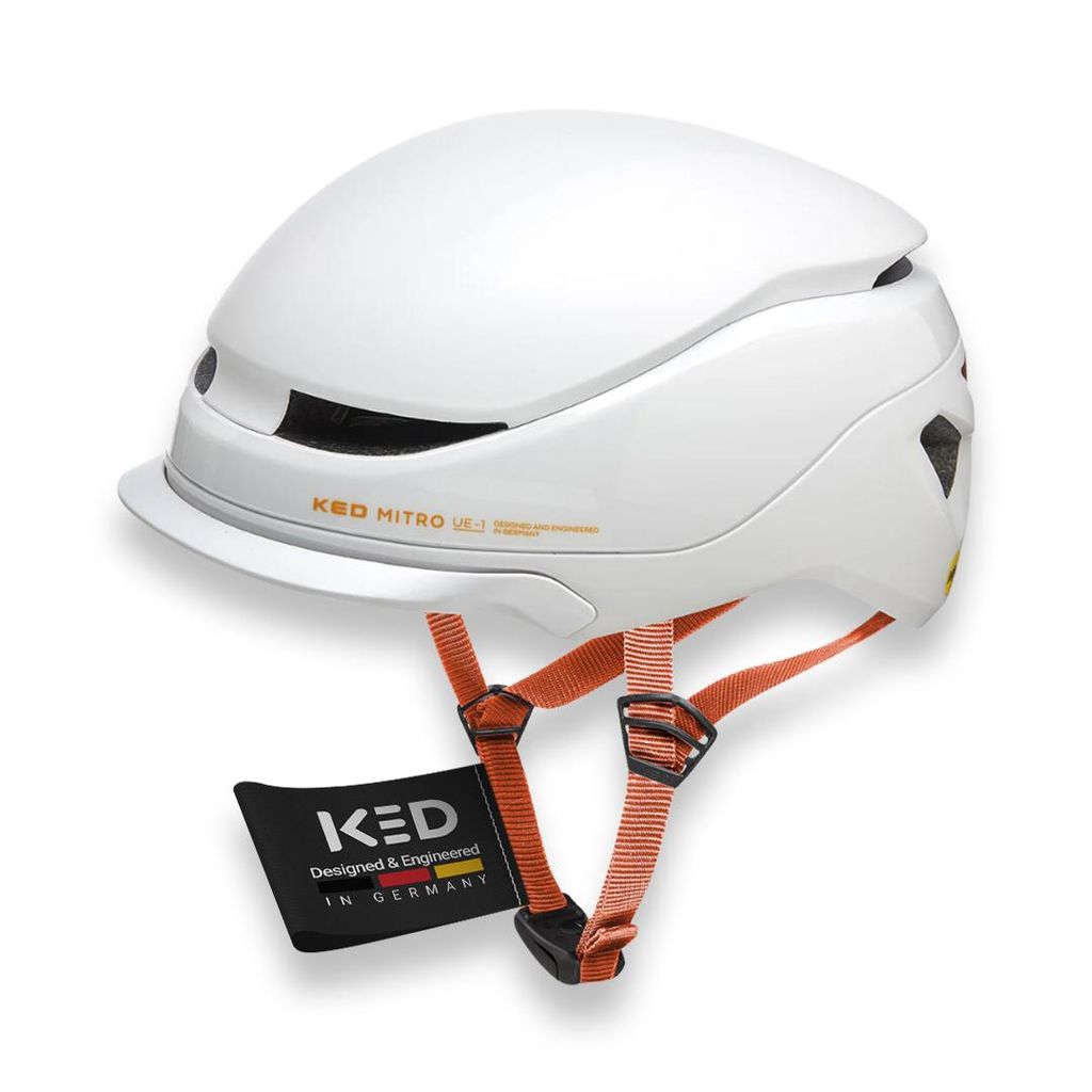 KED Mitro UE-1 Helm Für E-Bike, City & Pendler | Urban Fahrradhelm Mit MIPS, BOA-System & Belüftung | Farbe: light grey orange matt Größe: 52-5...