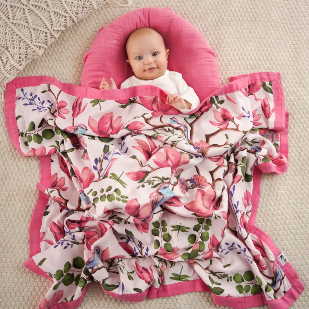 Lange bébé en mousseline de bambou douce Tommy Lise Magnolia 106x106 cm