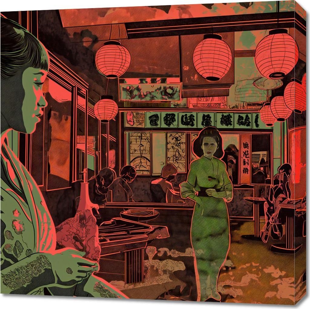 Bild 70x70cm Nachtleben in Japan