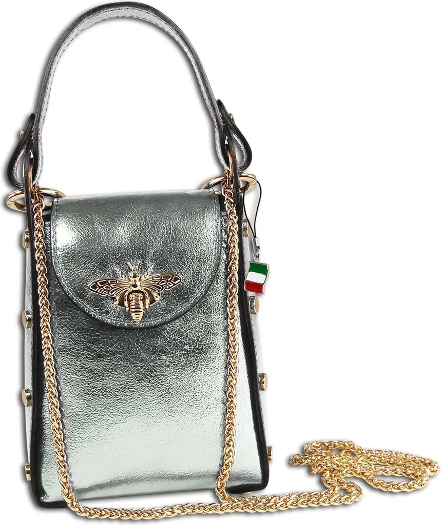 Borsa a Tracolla Florence in Pelle Grigio Argento Metallizzato OTM802K