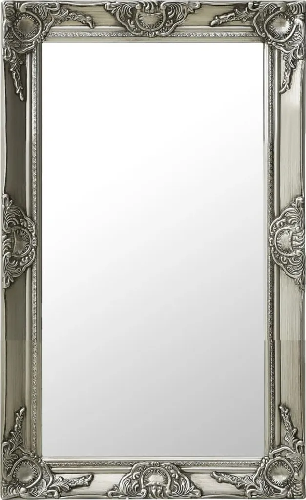 The Living Store Specchio da parete in stile barocco 50x80 cm argento